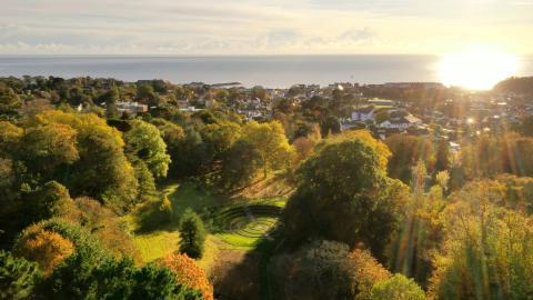 Sidmouth Flood Alleviation Scheme at sunset