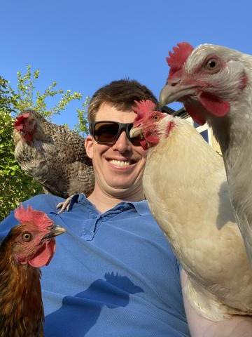 Alex Lane and his chickens